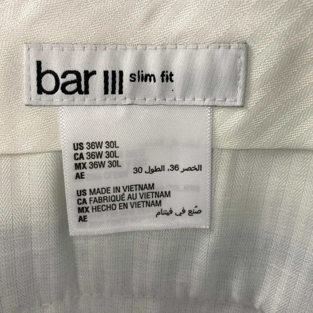 Bar III Men's Slim Fit 2 Piece Suit Jacket 44R Pant 36W 30L Blue Linen Cotton